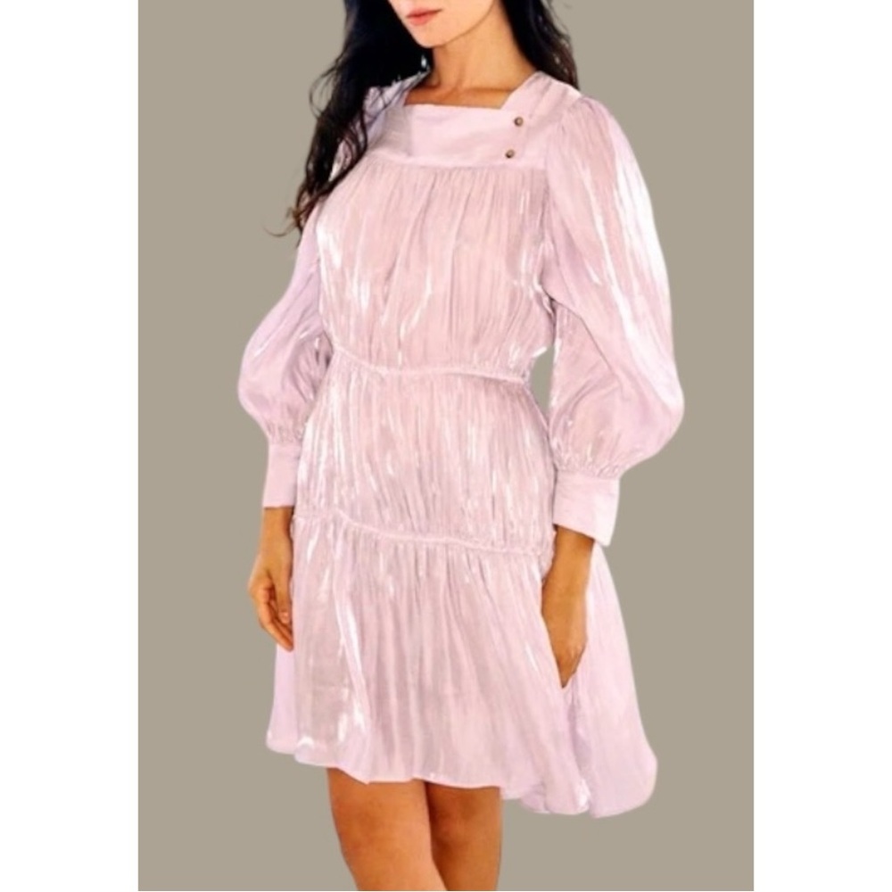 Ciao Lucia Alessandra Liquid Metallic Pink Silky Pastel Mini Dress sz XS